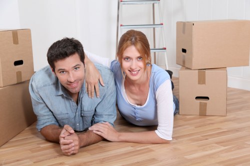 Careful furniture moving in a central London building